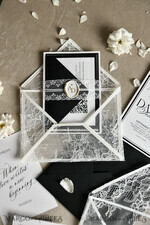 WEDDING INVITATIONS vintage lace/ rustic lace Luxury French Lace Wedding Invitations with Double Envelope | Elegant Black & Ivory Wedding Invitation Suite14