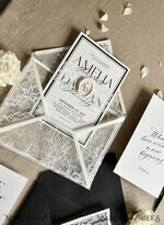WEDDING INVITATIONS vintage lace/ rustic lace Luxury French Lace Wedding Invitations with Double Envelope | Elegant Black & Ivory Wedding Invitation Suite14