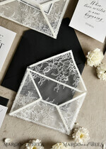 WEDDING INVITATIONS vintage lace/ rustic lace Luxury French Lace Wedding Invitations with Double Envelope | Elegant Black & Ivory Wedding Invitation Suite14