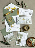 WEDDING INVITATIONS passport to love/ beach wedding invites  Sage Green Passport Wedding Invitation, Wedding Cards  Boarding Pass,  Tuscany Passport Wedding Invitations  Abroad, Destination Wedding Invites, Travel Map Wedding Stationary10