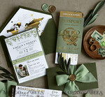 WEDDING INVITATIONS passport to love/ beach wedding invites  Gold Sage green Passport Wedding Invitation, Golden Wedding Cards Boarding Pass, Greenry Travel Passport Wedding Invitations Abroad, Destination Greece Wedding Invites, Tuscany Travel Map Wedding Stationary Italy World map 18