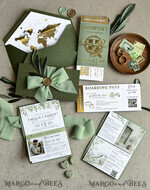 WEDDING INVITATIONS passport to love/ beach wedding invites  Gold Sage green Passport Wedding Invitation, Golden Wedding Cards Boarding Pass, Greenry Travel Passport Wedding Invitations Abroad, Destination Greece Wedding Invites, Tuscany Travel Map Wedding Stationary Italy World map 18
