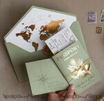WEDDING INVITATIONS passport to love/ beach wedding invites  Gold Sage green Passport Wedding Invitation, Golden Wedding Cards Boarding Pass, Greenry Travel Passport Wedding Invitations Abroad, Destination Greece Wedding Invites, Tuscany Travel Map Wedding Stationary Italy World map 28