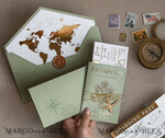 WEDDING INVITATIONS passport to love/ beach wedding invites  Gold Sage green Passport Wedding Invitation, Golden Wedding Cards Boarding Pass, Greenry Travel Passport Wedding Invitations Abroad, Destination Greece Wedding Invites, Tuscany Travel Map Wedding Stationary Italy World map 28