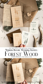 HOCHZEITS EINLADUNGEN Wald / Berge / Waldlandschaft Thema Wald Holz Hochzeits Einladung Suite mit Umschlägen, Moderne Rustikale Hochzeits Einladung, Natürliche Holzeinladungen Suite Hochzeitskarten, Natürliche Hochzeits Einladungen, Kieferwald Frosted Hochzeits Einladung Suite, Kiefernbäume Hochzeits Einladung.15