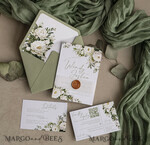 WEDDING INVITATIONS Elegant Invites Classic Cards Vintage Sage Green Wedding Invitations, Elegant Greenery Wedding Invites, Bespoke Vellum Wedding Invitation Suite, Minimalistic Green Wedding Cards10