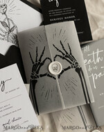 WEDDING INVITATIONS Elegant Invites Classic Cards Black Halloween wedding invitation set, Gloss Black Acrylic Invites, Goth Wedding Stationery, skeleton lovers black plexi wedding invitations set21