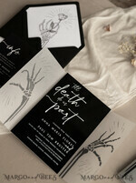 WEDDING INVITATIONS Elegant Invites Classic Cards Black Halloween wedding invitation set, Gloss Black Acrylic Invites, Goth Wedding Stationery, skeleton lovers black plexi wedding invitations set21