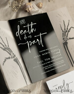 WEDDING INVITATIONS Elegant Invites Classic Cards Black Halloween wedding invitation set, Gloss Black Acrylic Invites, Goth Wedding Stationery, skeleton lovers black plexi wedding invitations set21