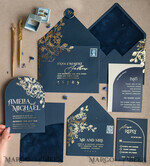 WEDDING INVITATIONS gold / rose gold / silver / glitter Elegant Arch Wedding Invitations Navy Blue, Velvet Pocket Dark blue Gold Modern Wedding, Wedding Invitation Suite, Arch Velvet Pocket Invitation set16