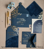 WEDDING INVITATIONS gold / rose gold / silver / glitter Elegant Arch Wedding Invitations Navy Blue, Velvet Pocket Dark blue Gold Modern Wedding, Wedding Invitation Suite, Arch Velvet Pocket Invitation set16