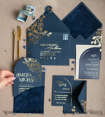 WEDDING INVITATIONS gold / rose gold / silver / glitter Elegant Arch Wedding Invitations Navy Blue, Velvet Pocket Dark blue Gold Modern Wedding, Wedding Invitation Suite, Arch Velvet Pocket Invitation set16
