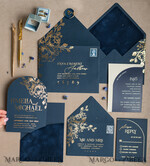 WEDDING INVITATIONS gold / rose gold / silver / glitter Elegant Arch Wedding Invitations Navy Blue, Velvet Pocket Dark blue Gold Modern Wedding, Wedding Invitation Suite, Arch Velvet Pocket Invitation set16