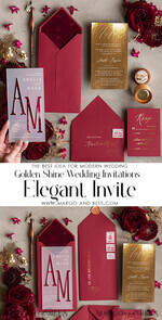 WEDDING INVITATIONS gold / rose gold / silver / glitter Burgundy Wedding invitations cards, Gold Acrylic Glamour Wedding Invitation Suite  Maroon Golden Shine Wedding Stationery Frozen Plexi Luxury Wedding Invites9