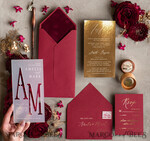 WEDDING INVITATIONS gold / rose gold / silver / glitter Burgundy Wedding invitations cards, Gold Acrylic Glamour Wedding Invitation Suite  Maroon Golden Shine Wedding Stationery Frozen Plexi Luxury Wedding Invites9