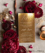 WEDDING INVITATIONS gold / rose gold / silver / glitter Burgundy Wedding invitations cards, Gold Acrylic Glamour Wedding Invitation Suite  Maroon Golden Shine Wedding Stationery Frozen Plexi Luxury Wedding Invites9