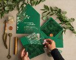 WEDDING INVITATIONS gold / rose gold / silver / glitter Arch Gold Acrylic wedding invitation suite, Velvet Pocket  Green Wedding Invites, Glamour Wedding Invitations, Greenery Wedding Set22