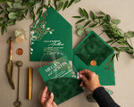 WEDDING INVITATIONS gold / rose gold / silver / glitter Arch Gold Acrylic wedding invitation suite, Velvet Pocket  Green Wedding Invites, Glamour Wedding Invitations, Greenery Wedding Set22