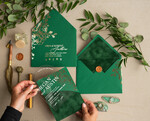 WEDDING INVITATIONS gold / rose gold / silver / glitter Arch Gold Acrylic wedding invitation suite, Velvet Pocket  Green Wedding Invites, Glamour Wedding Invitations, Greenery Wedding Set22