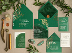WEDDING INVITATIONS gold / rose gold / silver / glitter Arch Gold Acrylic wedding invitation suite, Velvet Pocket  Green Wedding Invites, Glamour Wedding Invitations, Greenery Wedding Set22