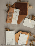 WEDDING INVITATIONS gold / rose gold / silver / glitter Fall Mirror gold Wedding Invitations, Elegant Terracotta Wedding Cards, Burnt orange Acrylic  Wedding Invites, Mirror Gold Plexi Wedding Invitation Suite11