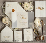 WEDDING INVITATIONS gold / rose gold / silver / glitter Wedding invitations handmade, golden mirror acryl initials Wedding Invitations, Golden Shine Wedding Invitation Suite 8