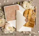 WEDDING INVITATIONS gold / rose gold / silver / glitter Arch Gold Acrylic wedding invitation, Luxury Pocket Nude Wedding Invites,  Glamour Wedding Invitation Suite9