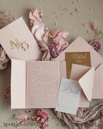 WEDDING INVITATIONS gold / rose gold / silver / glitter  Luxury Mirror gold Wedding Invitations, Elegant Blush Pink Wedding Cards, Glamour Acrylic  Wedding Invites, Clear Plexi Wedding Invitation Suite22