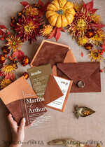 WEDDING INVITATIONS gold / rose gold / silver / glitter Bespoke Terracotta  wedding invitations,  Boho Pocket Acrylic  Wedding Invitations, Rust & Gold Velvet Wedding Invitation Suite, Burnt Orange Wedding Cards17