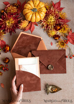 WEDDING INVITATIONS gold / rose gold / silver / glitter Bespoke Terracotta  wedding invitations,  Boho Pocket Acrylic  Wedding Invitations, Rust & Gold Velvet Wedding Invitation Suite, Burnt Orange Wedding Cards17