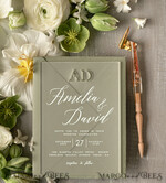 WEDDING INVITATIONS gold / rose gold / silver / glitter Bespoke Sage Green Acrylic wedding invitations, Glamour Gold Wedding Invitations • Golden Wax Seal Wedding Invitation Suite • Luxury Wedding Cards Sage Green Gold5