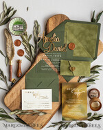 WEDDING INVITATIONS gold / rose gold / silver / glitter Handmade wedding invitation, Glamor Acrylic Wedding Invitations, olive green Velvet Wedding Invitation Suite • Luxury Wedding Cards7