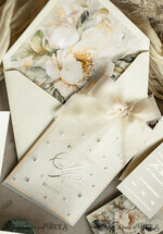 WEDDING INVITATIONS gold / rose gold / silver / glitter Ecru Chiffon bow beaded bespoke Elegant Ivory Gold Wedding Invitation Suite, White Perls Golden Wedding Cards, Elegant golden folder Wedding Stationery, Vellum etui with monogram32