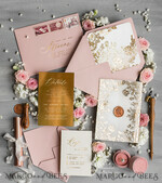 WEDDING INVITATIONS gold / rose gold / silver / glitter Bespoke Blush Pink wedding invitations, Glamour Wedding Invitation Suite • Golden Pink Wedding Stationery • Luxury Wedding Invites9