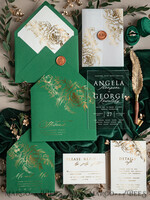 WEDDING INVITATIONS gold / rose gold / silver / glitter Greenery Gold wedding invitations, Glamour Acrylic  Wedding Invitations • Glitter Emerald Green Wedding Invitation Suite • Luxury Wedding Cards with Wax Seal5