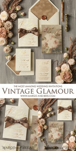 WEDDING INVITATIONS gold / rose gold / silver / glitter  Elegant Nude Velvet Wedding Invitations, Luxury Gold Foil Wedding Invitation Suite, Romantic Vintage Wedding Cards, Glamour Wedding Stationery10