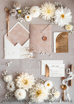 WEDDING INVITATIONS gold / rose gold / silver / glitter Arch Golden Acrylic wedding invitation suite, Velvet Beige Wedding Invites, Glamour Plexi Glass Wedding Invitations34