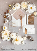 WEDDING INVITATIONS gold / rose gold / silver / glitter Arch Golden Acrylic wedding invitation suite, Velvet Beige Wedding Invites, Glamour Plexi Glass Wedding Invitations34