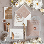 WEDDING INVITATIONS gold / rose gold / silver / glitter Arch Golden Acrylic wedding invitation suite, Velvet Beige Wedding Invites, Glamour Plexi Glass Wedding Invitations34