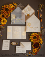 WEDDING INVITATIONS gold / rose gold / silver / glitter Luxury Gold Foil Wedding Invitations, Romantic Summer Wedding Stationery, Elegant Golden Sunflower Wedding Cards, Glamour Nude Wedding Stationery10