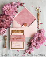WEDDING INVITATIONS gold / rose gold / silver / glitter Glamour Gold Foil Wedding Invitations, Luxury Velvet Wedding Cards, Romantic Blush Pink Wedding Invitation Suite, Bespoke Wedding Stationery10