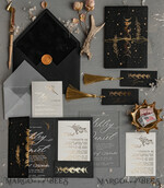 WEDDING INVITATIONS gold / rose gold / silver / glitter Halloween Moon phases Wedding Invitations Suite, Black Invitations, Spooky Halloween Invites, Gothic Wedding Invitation Cards, Skeleton Wedding Set black and gold31