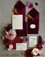WEDDING INVITATIONS gold / rose gold / silver / glitter Maroon wedding invitation, velvet burgundy and gold wedding invites , royal crimson wedding cards11