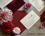 WEDDING INVITATIONS gold / rose gold / silver / glitter Maroon wedding invitation, velvet burgundy and gold wedding invites , royal crimson wedding cards11