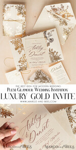 WEDDING INVITATIONS gold / rose gold / silver / glitter Luxury Gold Foil Wedding Invitations, Plexi Glamour Wedding Invitation Suite, Elegant Velvet Wedding Cards, Bespoke Golden Wedding Stationery13