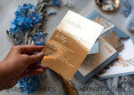 WEDDING INVITATIONS gold / rose gold / silver / glitter Bespoke Acrylic Ice blue wedding invitation, Glamour dusty blue Wedding Invitations, Modern Golden Plexi Wedding Invitation Suite,Boho Glam Wedding Cards wax seal 22