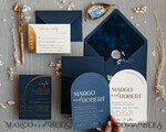 WEDDING INVITATIONS gold / rose gold / silver / glitter Elegant Arch Wedding Invitations Navy Blue, Velvet Pocket Dark blue Gold Modern Wedding, Wedding Invitation Suite, Arch Velvet Pocket Invitation set14