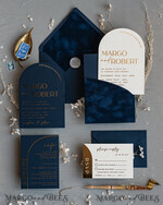 WEDDING INVITATIONS gold / rose gold / silver / glitter Elegant Arch Wedding Invitations Navy Blue, Velvet Pocket Dark blue Gold Modern Wedding, Wedding Invitation Suite, Arch Velvet Pocket Invitation set14