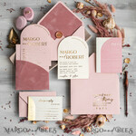HOCHZEITS EINLADUNGEN Gold / Roségold / Silber / Glitzer Arch Hochzeits Einladungset, Blush Pink Goldene Hochzeitskarten mit Rsvp Samt Tasche, Blush Pink Moderne Hochzeitskarten19