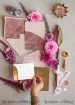 WEDDING INVITATIONS gold / rose gold / silver / glitter Arch Gold Acrylic wedding invitation suite, Velvet Pocket  Blush Pink Wedding Invites, Boho Wedding Invitations12